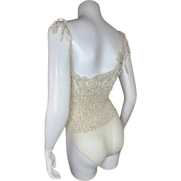 Intimately Free People Ivory Combo Bardot Sleeveless Bodysuit Womens M NWT - Picture 7 of 14